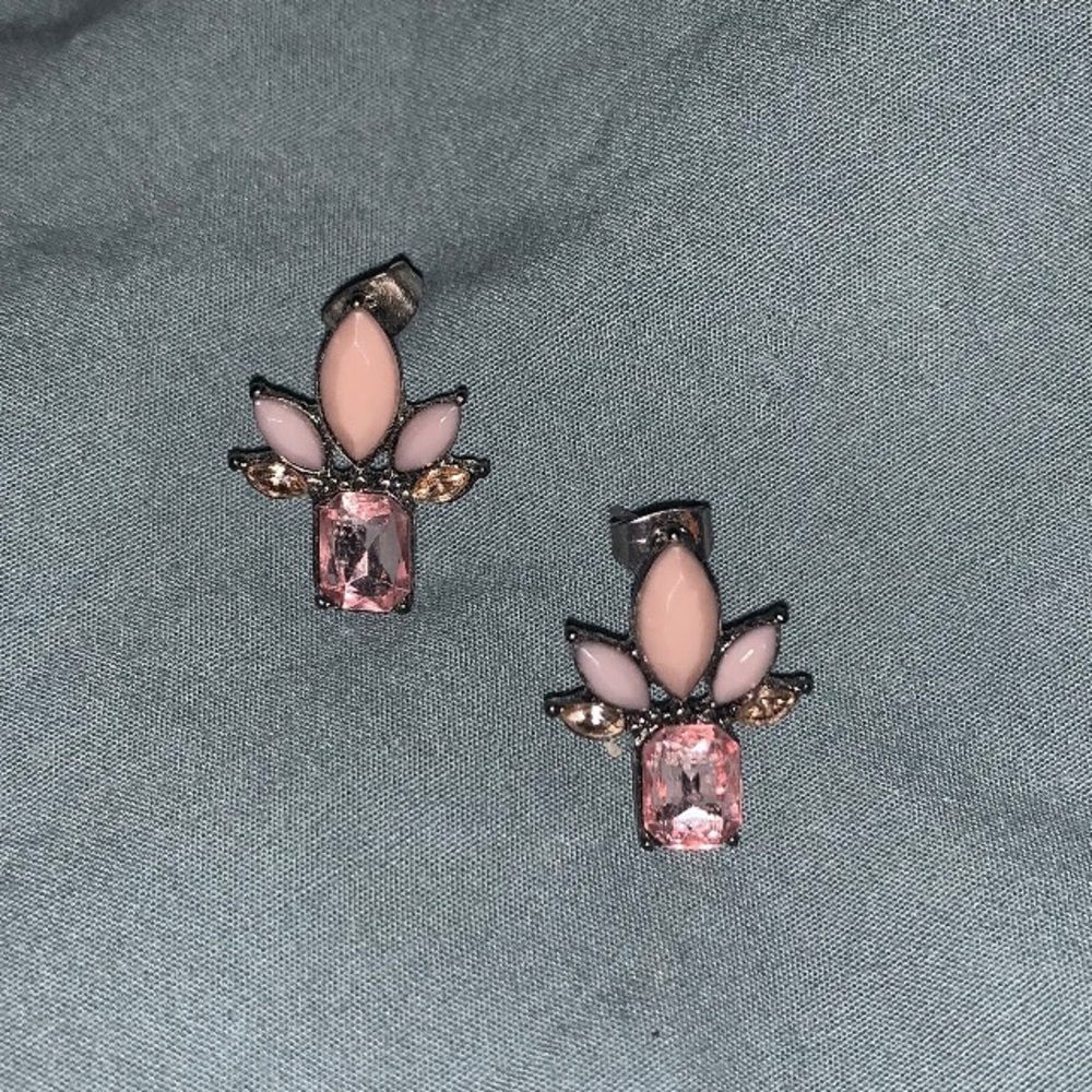 Pink Art Deco-style earrings